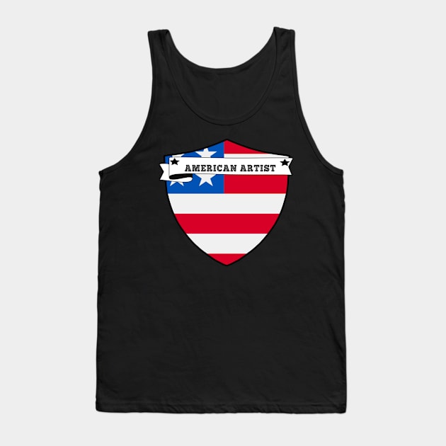 AMERICAN ARTIST COUNTRY SHIELD, MINIMALIST AMERICAN ARTIST FLAG, I LOVE AMERICAN ARTIST , BORN IN AMERICAN ARTIST , Tank Top by Just Simple and Awesome